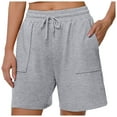 thumbnail image 3 of Ydojg Women Shorts Summer Short Sports Shorts Sports Trousers High Waist Shorts Shorty With Pockets And Drawstring Leisure Shorts For Running Gym Fitness Silver M, 3 of 7