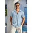 thumbnail image 3 of COOFANDY Button Down Shirt Men Short Sleeve Shirt Button Up Shirts for Men Linen Shirts for Men Summer Beach Shirt, 3 of 6
