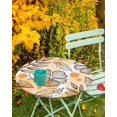 thumbnail image 2 of Fitted Round Tablecloths Table Covers 45-54in,Fall Botanical Flower Leaves Sketch Waterproof Elastic Edged Table Cloth for Kitchen Dining Holiday Party Tables Decor,Ginkgo on Orange Circle Polka Dot, 2 of 6