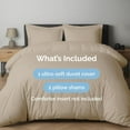 thumbnail image 3 of CGK Linens 3-Piece Premium Duvet Cover Set - King Size Soft Comforter Cover With Zipper & Matching Pillowcases, Cream, 3 of 7