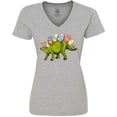 thumbnail image 3 of Inktastic Easter Bunny Stegosaurus with Eggs and Pink Ears Women's V-Neck T-Shirt, 3 of 5
