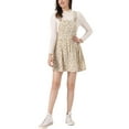 thumbnail image 2 of INSPIRE CHIC Women's Adjustable Shoulder Straps Cute Mini Overall Dress M Beige-Floral, 2 of 6
