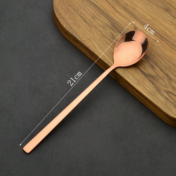 Wollet 99.9%  Pure Copper Spoon,Long Handle Soup Spoon, Serving Spoon, Thick Korean Round Spoon,Dinner Spoon