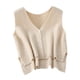 thumbnail image 1 of Chaleco de punto para mujer, cuello en V, camiseta sin mangas con una hilera de botones, chaleco de punto de moda, 1 of 8