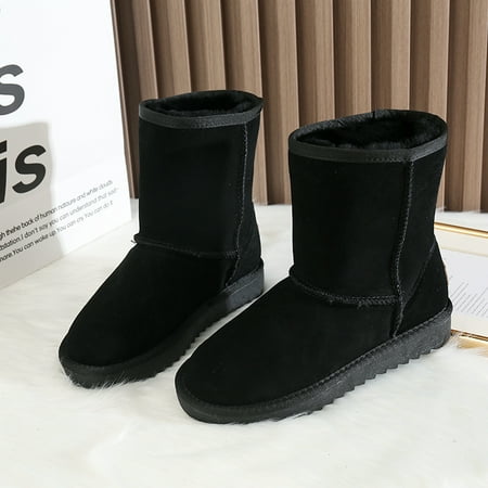 

Women s Snow Boots Solid Faux Leather Fleece Warm High Top Shoes Women s Footwear