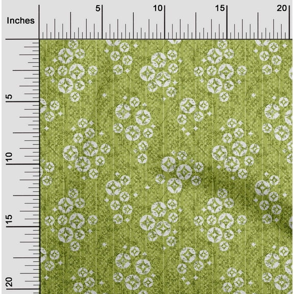 oneOone Cotton Poplin Twill Light Green Fabric Geometric & Floral Texture Dress Material Fabric Print Fabric By The Yard 56 Inch Wide
