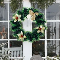 FastXmas 11 Inch Christmas Wreaths Decorations Red Berries with Flowers Giltter Christmas Vines Hanging Ornaments Christmas Garland Realistic Wreaths Decor for Indoor&Outdoor Front Door Xmas Holiday