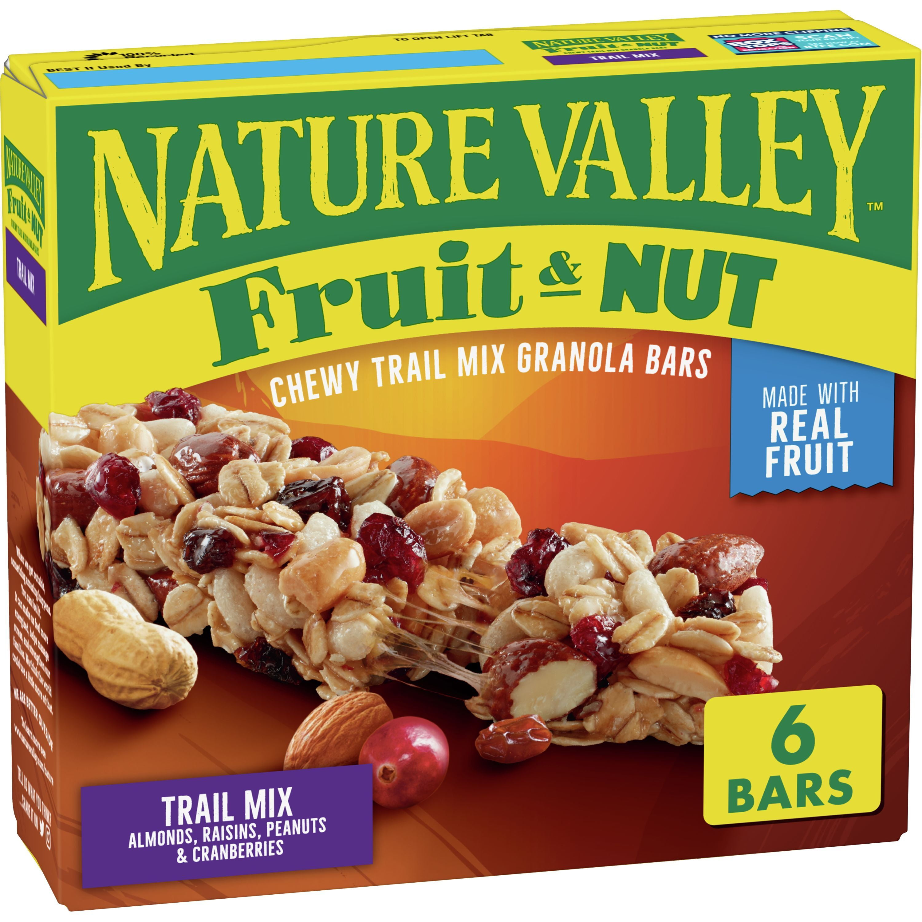 Nature Valley Chewy Fruit and Nut Granola Bars, Trail Mix, 7.4 oz, 6 ct