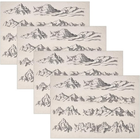 4 Sheets Mountain Ceramic Clay Transfer Paper Ceramic Decals 21x15 Inch Porcelain Underglaze Transfers Tile Decals Pottery Underglaze Paper for Pottery Enamel Decal - 0.01mm Thick