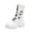 White, variant on Xfvqtps Womens Martin Boots Chunky Sole Flatform Booties with Buckle Strap Side Zipper Round Toe Lace up Mid Calf Fashion Boots for Women Fall Winter White