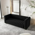 thumbnail image 3 of Modern Velvet Sofa for Living Room, 82" Comfy Upholstered Sofa 3 Seater Sofa Couch with Gold Metal Legs, Luxury Sectional Sofa for Living Room, Bedroom, Office, Apartment Black, 3 of 7