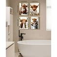 thumbnail image 5 of Drsoum Funny Highland Cow Bathroom Wall Art Rustic Cute Bathroom Canvas Prints for Bathroom Restroom Decor 11x14in4pcs Natural Framed, 5 of 5