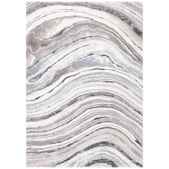 SAFAVIEH Cyrus Amelia Abstract Shag Area Rug, Ivory/Gray, 5'5" x 7'6"