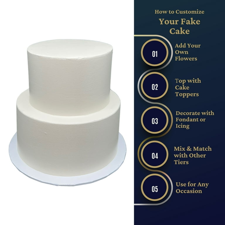 Made-to-Order 2 Tier Faux Display Cake, 8” Tall Ivory Wedding Cake