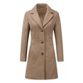 thumbnail image 1 of Abrigos largos de invierno con solapa con muesca y un solo pecho para mujer Beige Obscuro M, 1 of 6