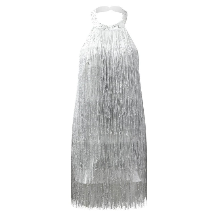 Flapper Dress Off The Shoulder Tassel Dress Sequins Tassels Backless Beach  Vacation Mini Temu United Arab