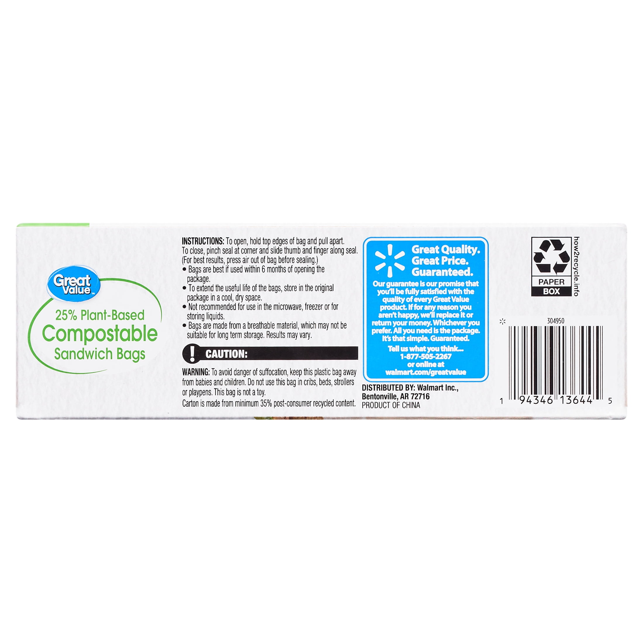 Great Value 25% Plant-Based Compostable Sandwich Bags, 50 Count Great Value 25% Plant-Based Compostable Sandwich Bags, 50 Count - Image 5