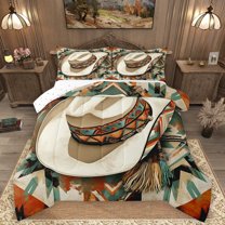Homewish Cowgirl Bat 3 Pieces Queen Comforter Set for Female Men Adults,Bohemian Tribal Aztec Ultra Soft Bedding Sets,Western Theme Bedding Comforter Set Breathable,Ultra Soft Home Decor,Reversible