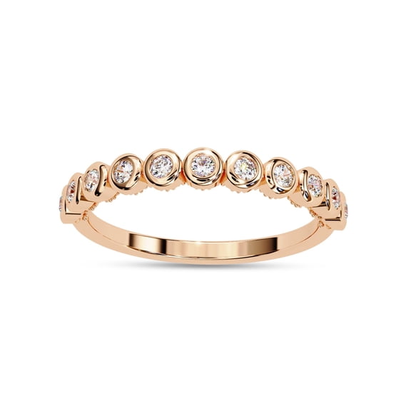 AFFY Half Eternity Bubble Wedding Band Rings for Women Round Cut Lab Created Moissanite Anniversary Ring in 10K Solid Rose Gold Size-10