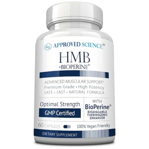 Approved Science HMB - Supports Muscles and Exercise - 1500 mg HMB - High-Absorption BioPerine - 60 Vegan Capsules - 1 Month Supply