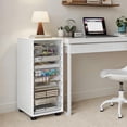 thumbnail image 6 of Storage Drawer Cart, Mobile Storage Cabinet, Makeup Storage with 10 Large Clear Drawers, Utility Wooden Rolling Cart on Wheels, for Cosmetic, Art Craft, Office Supplies, Toy, White, 6 of 15