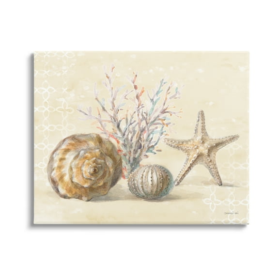 Stupell Industries Sunrise Beach Seashells Animals & Insects Painting Gallery Wrapped Canvas Print Wall Art, 20 x 16