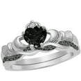thumbnail image 5 of LaRaso & Co Black His Her Wedding Rings Celtic Claddagh Bridal Couples Engagement Rings Sizes 10 9, 5 of 6