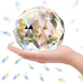 thumbnail image 1 of Cristal transparente Bola de cristal Prisma Suncatcher Rainbow Maker, Esfera facetada Mirando la bola para la ventana, Feng Shui, Decoración del jardín de la oficina en el hogar (100 mm3.94 pulgadas) Fason CZJJ-ZH105, 1 of 7