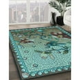 thumbnail image 3 of Ahgly Company Machine Washable Indoor Square Transitional Jellyfish Green Area Rugs, 5' Square, 3 of 7
