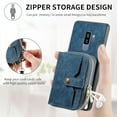 thumbnail image 4 of Phone Case for Samsung Galaxy S9 Plus Zipper Wallet Cover with Credit Card Holder Slot Shoulder Crossbody Strap Long Lanyard Leather Cell Silicone S9+ 9S 9+ S 9 9plus S9plus Women Girls Blue, 4 of 7