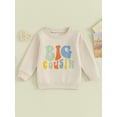 thumbnail image 3 of Elippeo 0-5Y Sisters Brother Matching Outfits 6M 12M 18M 24M 3Y 4Y 5Y Toddler Baby Letter Print Long Sleeve Crewneck Sweatshirt Clothes, 3 of 10