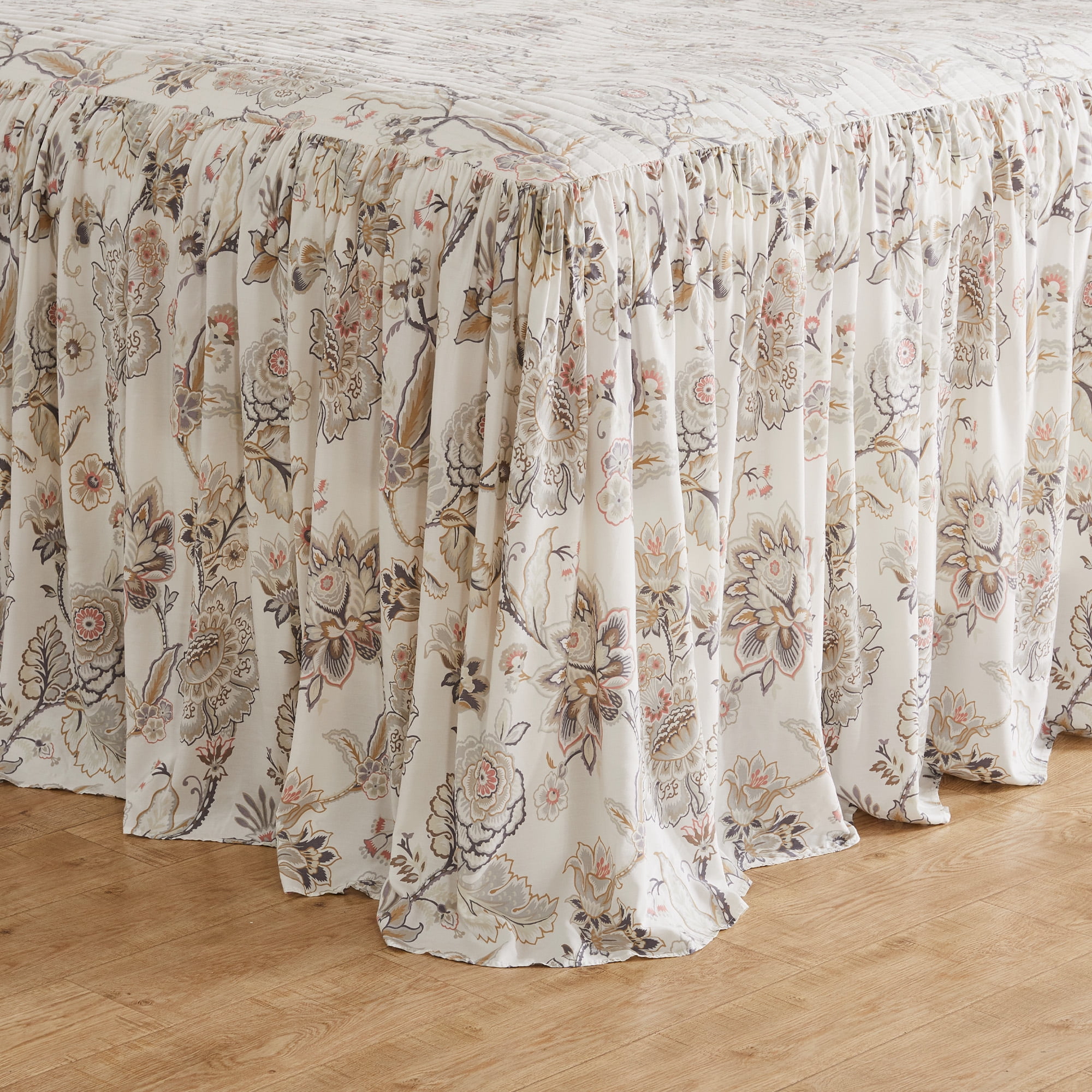 Levtex Home - Ophelia Blush Bedspread Set - Twin Bedspread and One Standard Sham - Floral - Taupe Grey Cream Blush - Bedspread (80x110in.) and Sham (20x26in.) - Rayon/Cotton