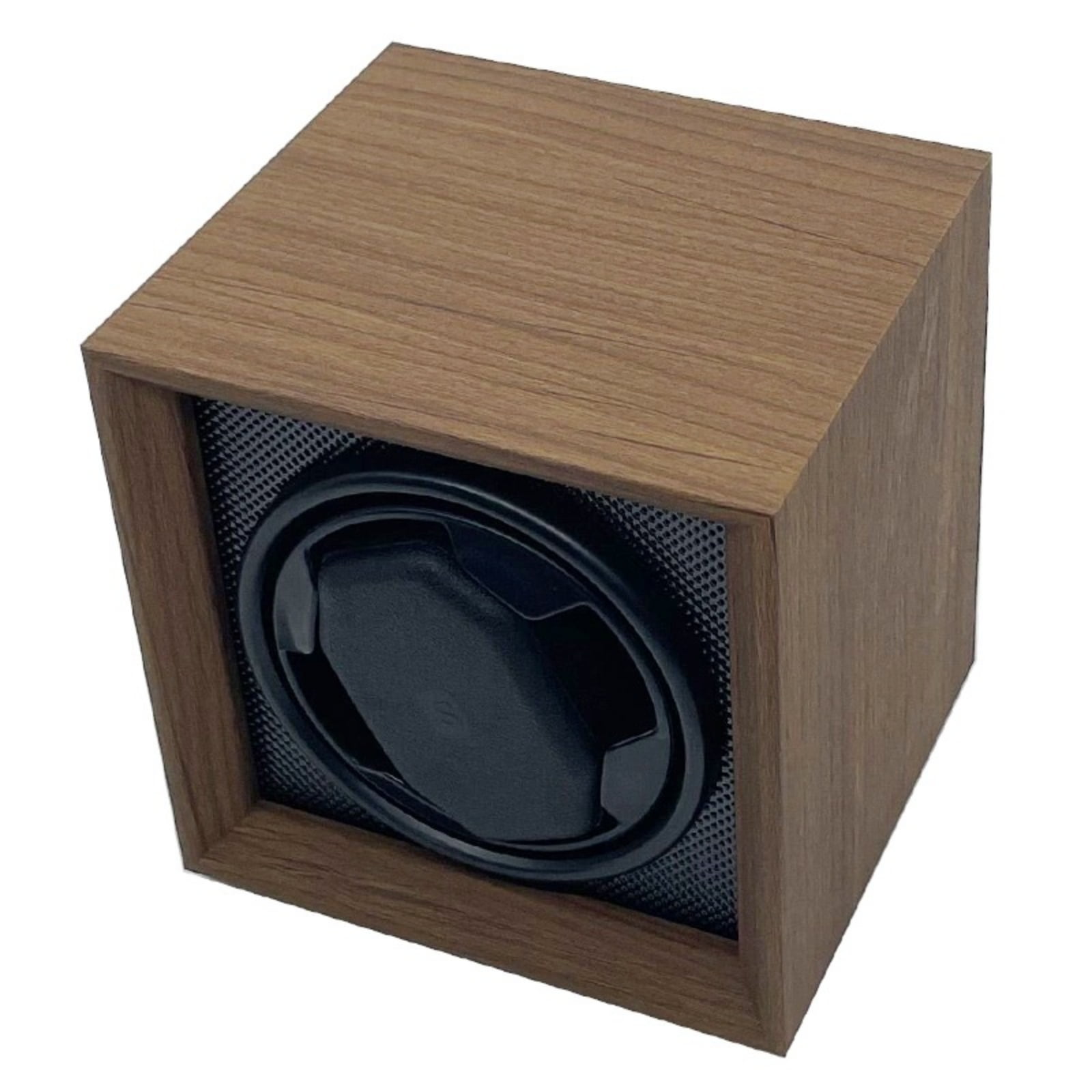 Rushawy 1 Wood Grain Watch Winder with Circular Cradle Memory Foam Padding for Automatic Mechanical Watches Closet Organization