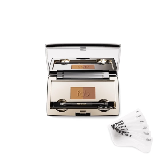 Fab Brows Duo Eyebrow Kit, Ultimate Brow Kit with Compact Powder Mirror and Eyebrow Shaper, Waterproof Eye Makeup Contour Palette Set for Eyebrow, Eyebrow