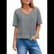 thumbnail image 2 of Camisetas de Verano con Cuello en V para Mujer, Blusas Casuales de Corta, Holgadas y Básicas. Gris L, 2 of 9