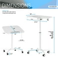 thumbnail image 5 of Techni Mobili White Sit to Stand Mobile Laptop Computer Stand with Height Adjustable RTA-B008-WHT, 5 of 17