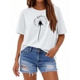 thumbnail image 2 of NAMTYQX Cute Tops for Women Light Fashion Baggy Short Sleeve Patterned Breathable Plus Size Round Neck Gemustert Spring Tops for Women 2025 White Size 2XL, 2 of 4