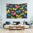 thumbnail image 5 of Polka Dot Butterfly Tapestry Wall Hanging Tapestries Happy Colorful Hippie Psychedelic Art Polyester Carpet Wall Decorative for Living Room Bedroom 60x40inch, 5 of 7