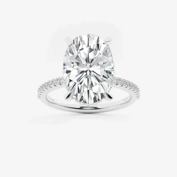 Zoya Jewel 2 Ct Oval Cut Moissanite Ring - Prong Set 14K White Gold Plated Band - Classic Engagement Wedding Jewelry - Gift Ring for Wife