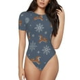 thumbnail image 2 of Goofa Squirrel And Snowflakes Printed Women Rash Guard Short Sleeve,Tummy control Swimsuit Surfing Swimsuit Bathing Suit One Piece Swimsuit UPF 50-Small, 2 of 9
