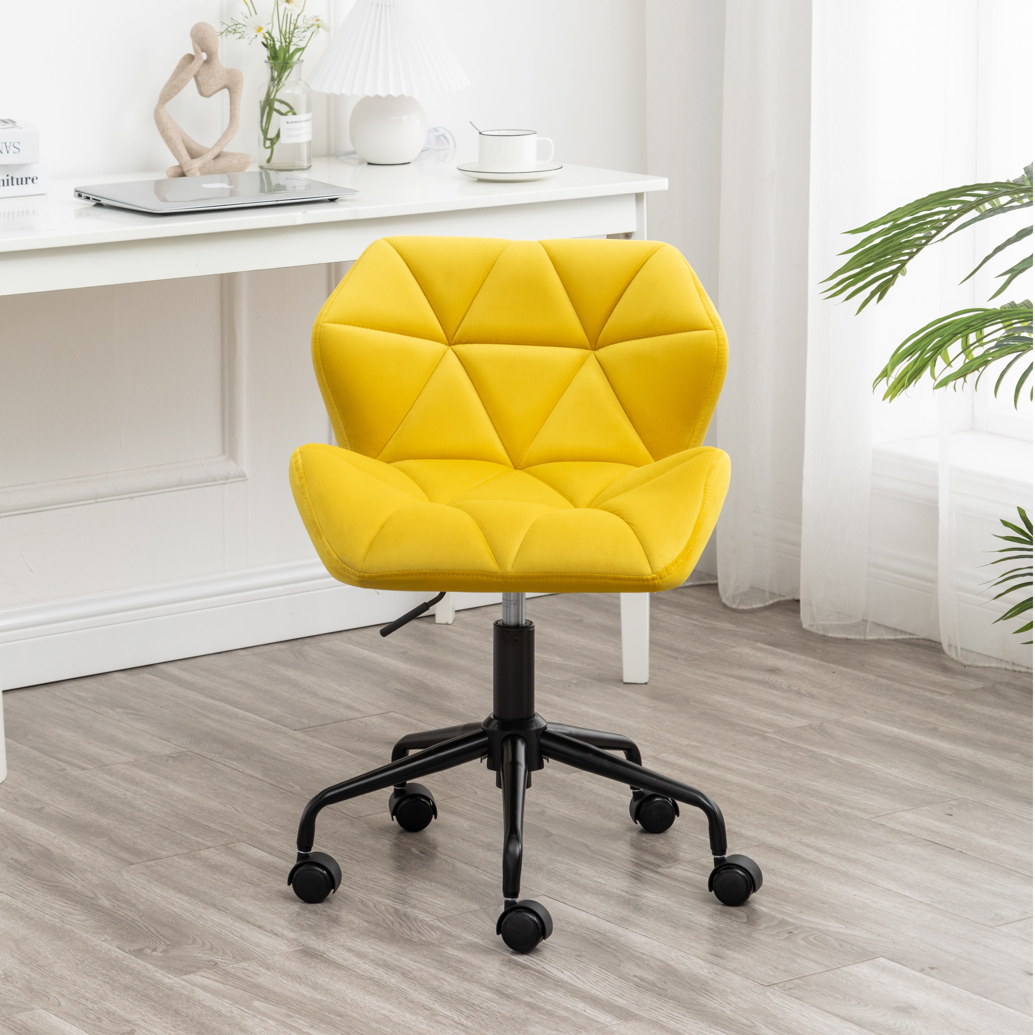 Eldon Diamond Tufted Adjustable Swivel Office Chair in Yellow