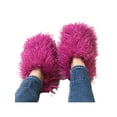 thumbnail image 3 of Frontwalk Unisex Warm Shoes Memory Foam Slipper Socks Plush Lined Booties Slippers Bedroom Cozy House Shoe Mens Womens Fluffy Rose Red 5-5.5, 3 of 7