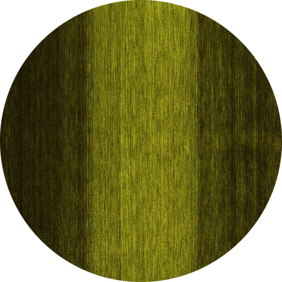 Ahgly Company Machine Washable Indoor Round Abstract Yellow Contemporary Area Rugs, 7' Round
