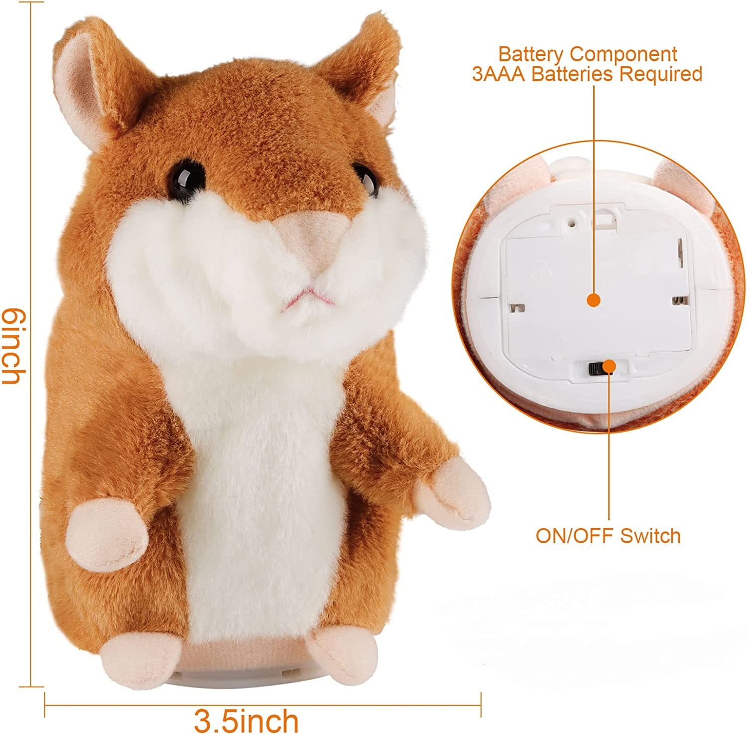 Trianu Toddler Toys Talking Hamster Repeats What You Say Baby Toys Retro Toys for Kids Fun Toys Birthday Gift for Kids Toys for 3+ Year Old Girls Boys Gifts, Gray