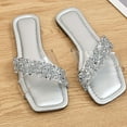 thumbnail image 4 of Xfvqtps Slide Sandals Women Flat Open Toe Cross Straps Clear Sequin Sparkling Non Slip Breathable Lightweight Summer Beach Sandals Silver, 4 of 7
