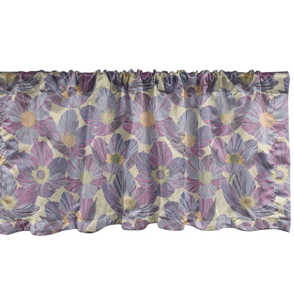 Ambesonne Floral Window Valance, Vintage Design Violet Flower, 54" X 12", Multicolor