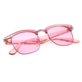 thumbnail image 5 of zeroUV Unisex Classic Translucent Horn Rimmed Square Color Tinted Lens Half Frame Sunglasses 49mm (Pink / Pink) - 49mm, 5 of 5