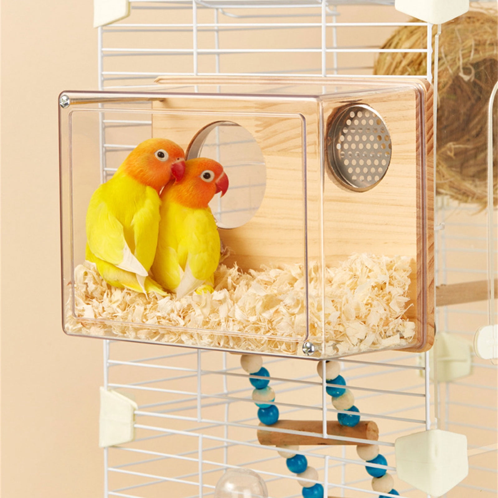 Bird Nest Cage, Shelter Nest Parrots Cage Window Breeding Box Habitat for Small Size Bird Cage Decors