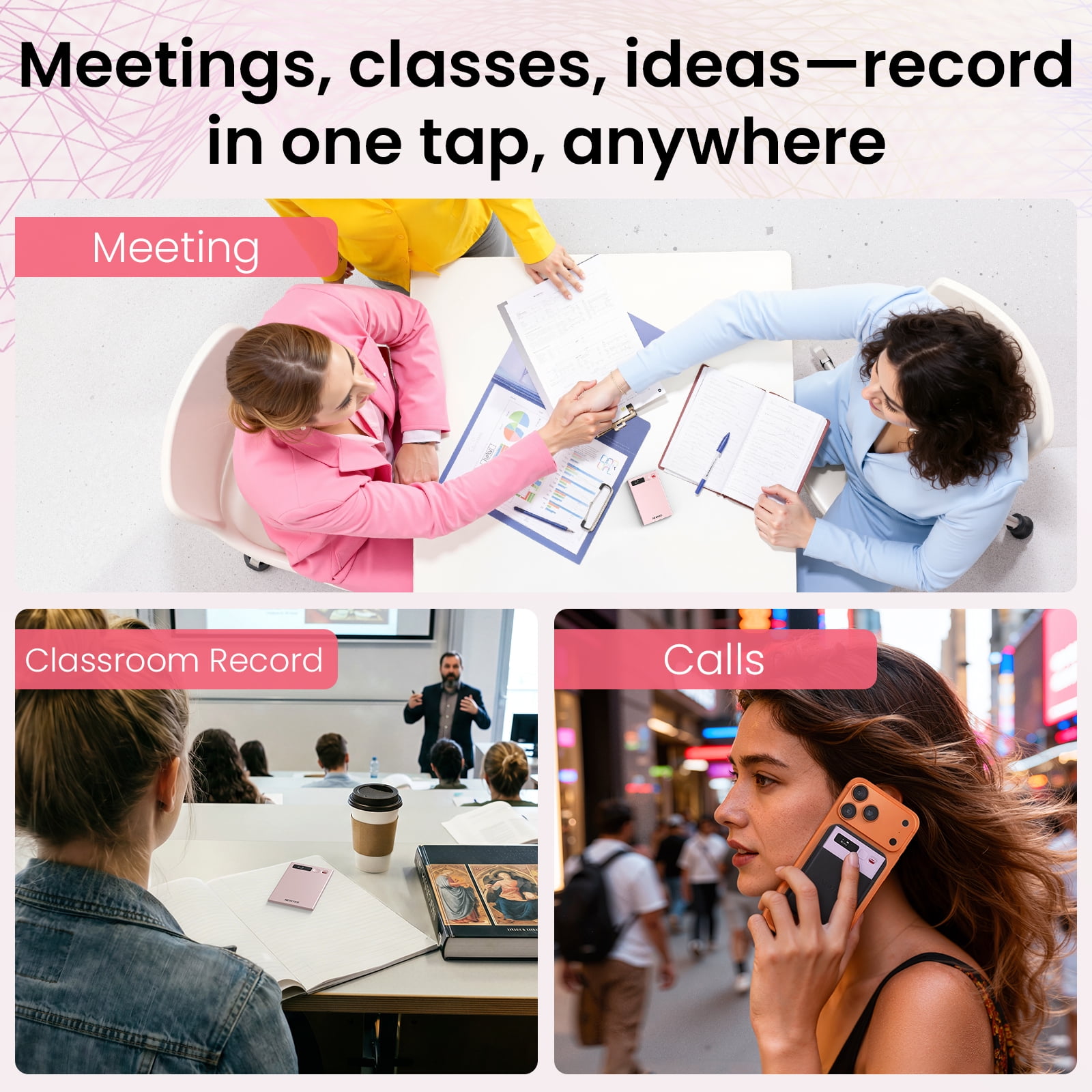 NEWYES AI Voice Recorder,Ailog Smart Audio Recorder, App Control, Transcribe & Summarize, 188+ Languages Translation, 64GB Memory, Audio Recorder for Meetings, Lectures, Calls, Business, Class