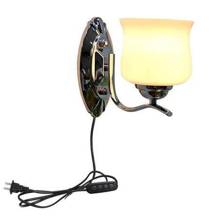 Kiven Wall Sconce Iron Lighting Fixture with Plug-in Cord(5.9FT),Dimmable and Timed Wall lamp for Bedroom Bathroom,1 Pack - Big Belly Style